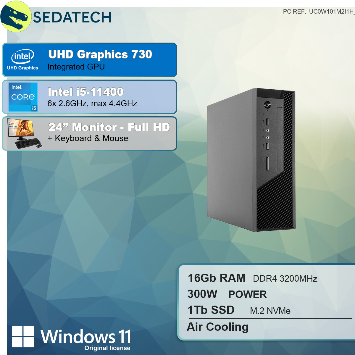 Intel mit RAM, i5-11400, PC-desktop SSD 1000 16 i5-11400 SEDATECH Prozessor, Intel GB GB