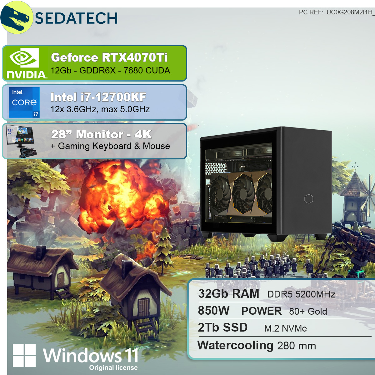 SEDATECH Intel GB i7-12700KF GB 12 2000 i7-12700KF 32 Gaming PC SSD, Wasserkühlung, RAM, GB Intel mit Prozessor, mit