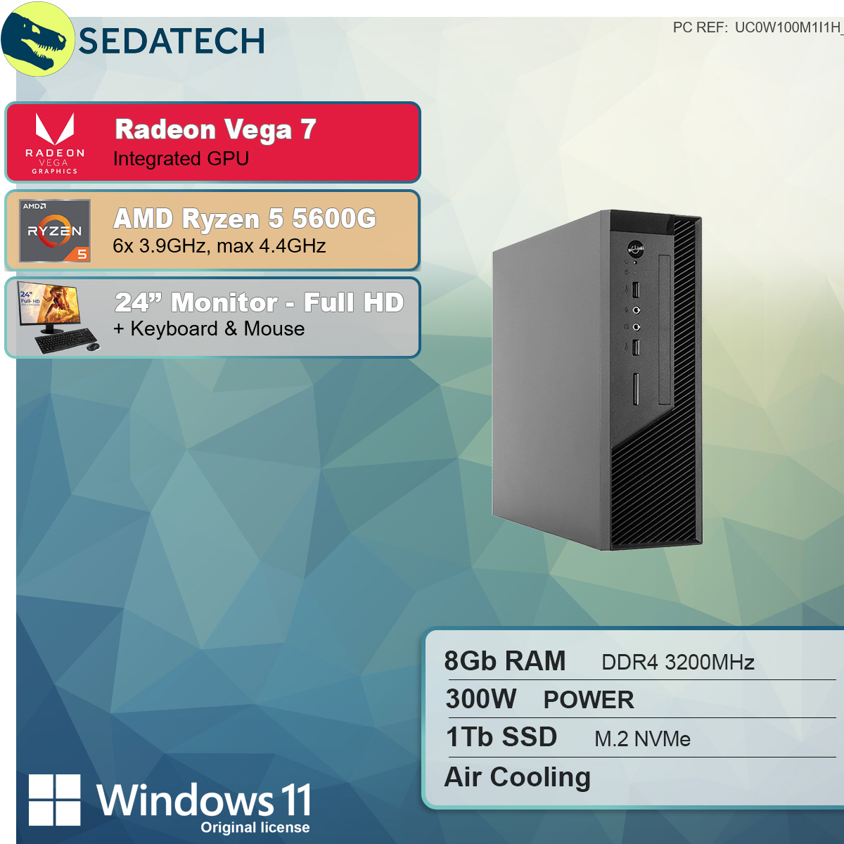 1000 mit SSD 5600G GB PC-desktop 5 5 Ryzen AMD Prozessor, AMD 5600G, 8 GB SEDATECH Ryzen RAM,