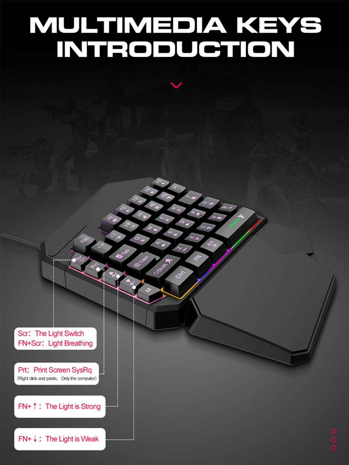 Schwarz zum - & Luminous Keyboard BRIGHTAKE Gaming-Sieg, Dein Chicken Weg Handheld Set, Game Maus Tastatur