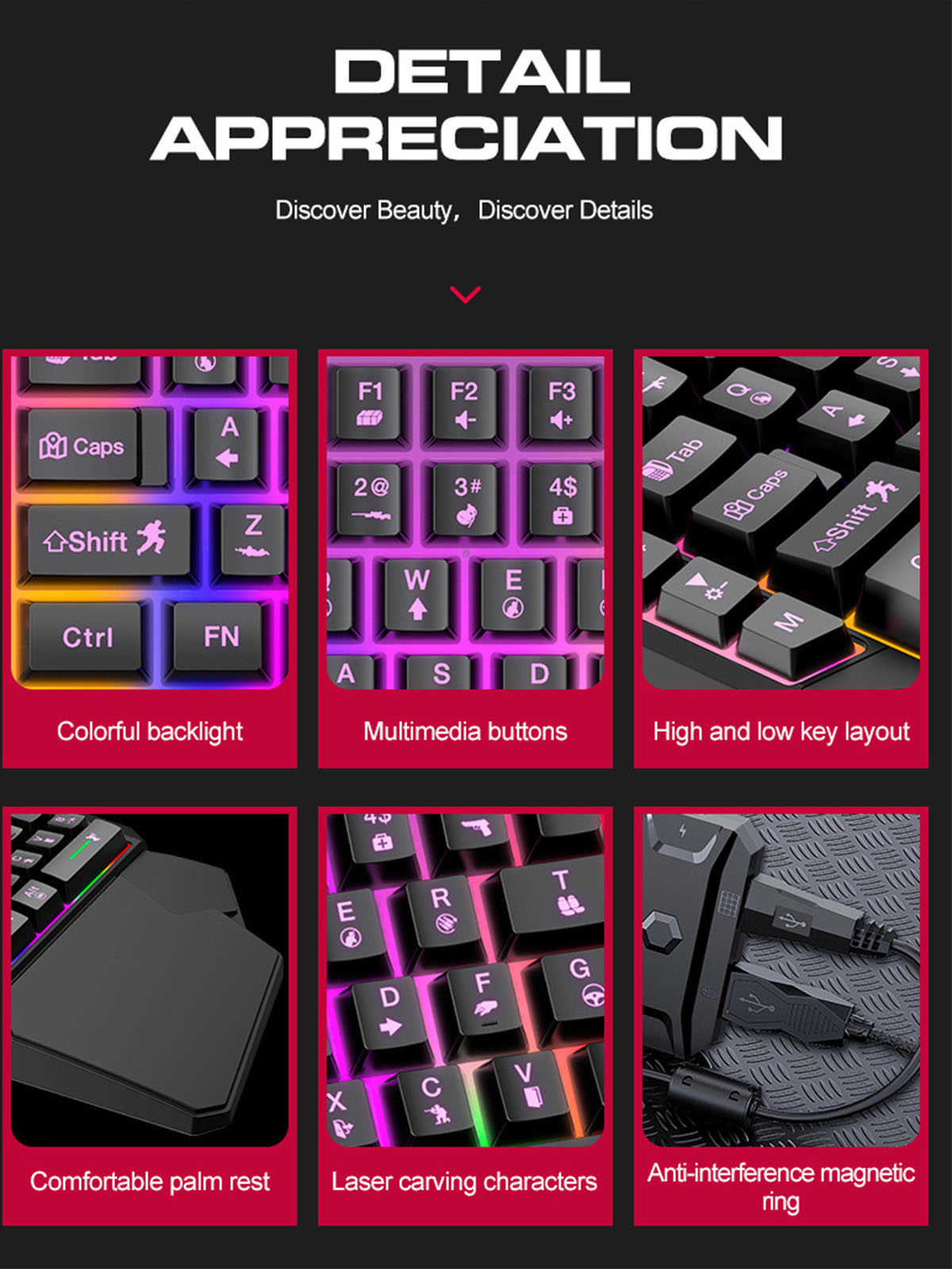 Schwarz zum - & Luminous Keyboard BRIGHTAKE Gaming-Sieg, Dein Chicken Weg Handheld Set, Game Maus Tastatur