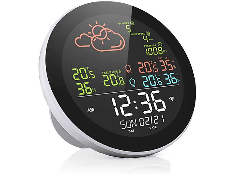 BRIGHTAKE Intelligentes Großbild-Farbthermometer Wetterstationen und Wetterradio innen außen für