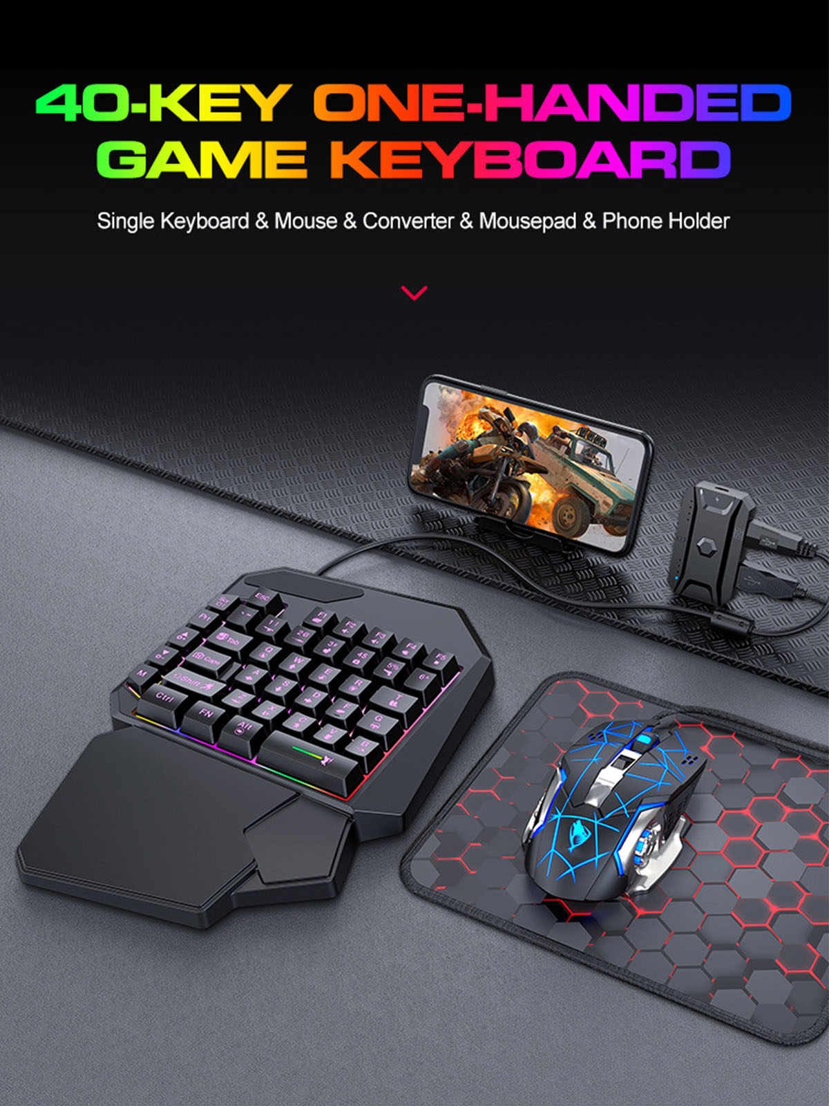 BRIGHTAKE Luminous Game - Set, Keyboard Tastatur Maus Schwarz & Weg zum Gaming-Sieg, Dein Chicken Handheld