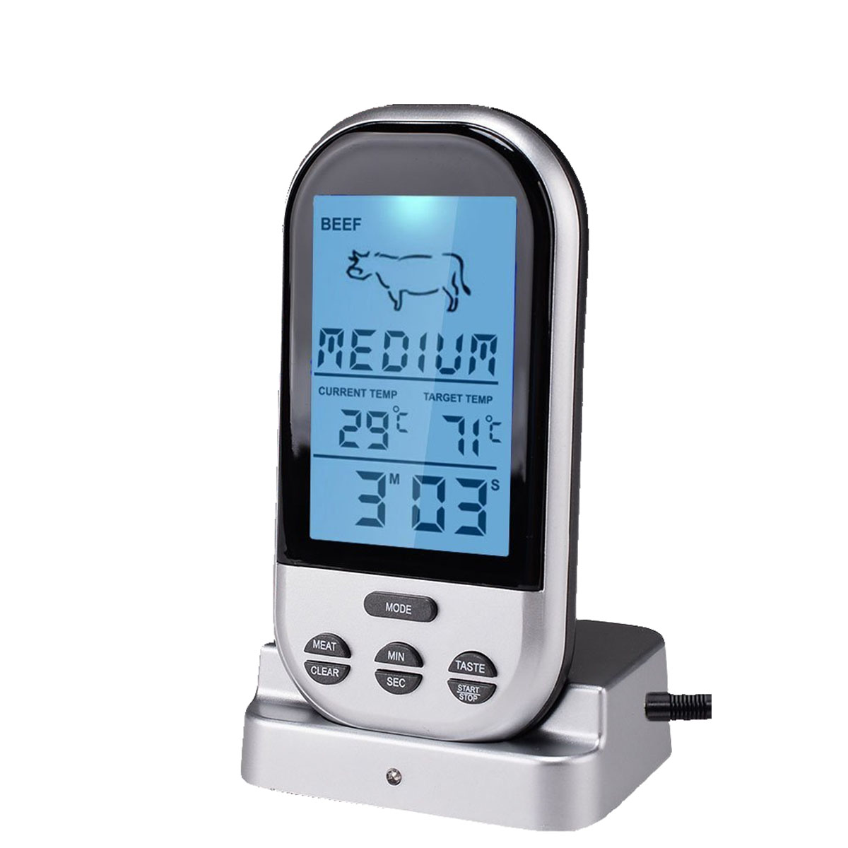 BRIGHTAKE Drahtloses BBQ-Fleischthermometer Grillkontrolle - Thermometer Präzise
