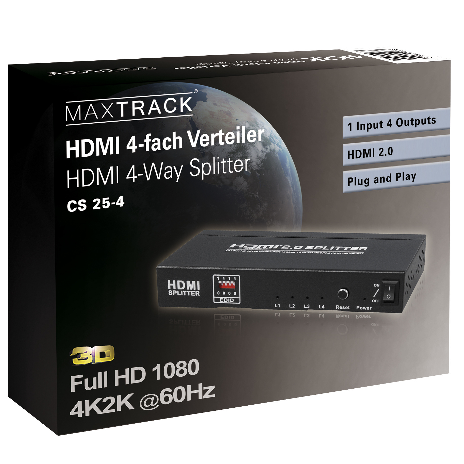 MAXTRACK Verteiler Splitter 4K HDMI® HDMI® CS25-4L