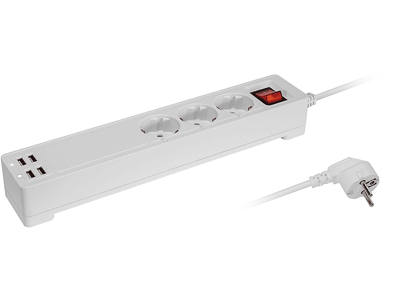 MAXTRACK NW10 SMARTE 3-fach Steckdose Sprachsteuerung Weiß mit Steckdosenleiste, App oder USB Ports 4 