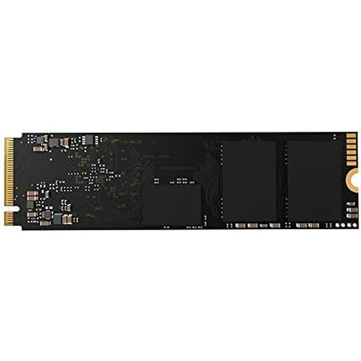 Czarny dysk SSD NVMe M.2 ze złotymi złączami i elementami elektronicznymi.