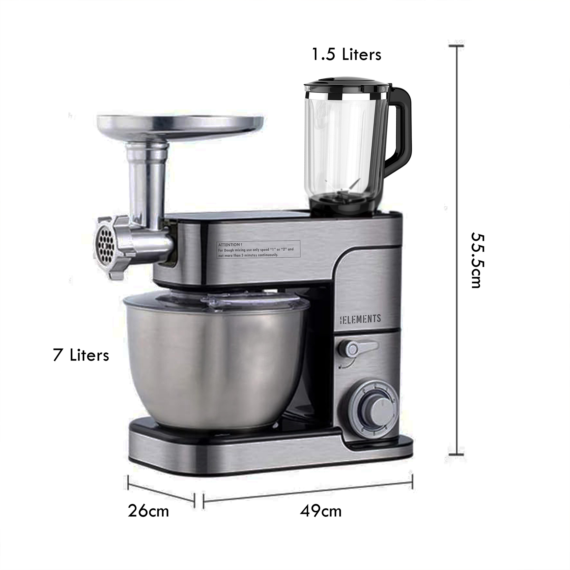 KB ELEMENTS ELK85LM 2500 Liter, Silber 7,0 (Rührschüsselkapazität: Watt) Küchenmaschine