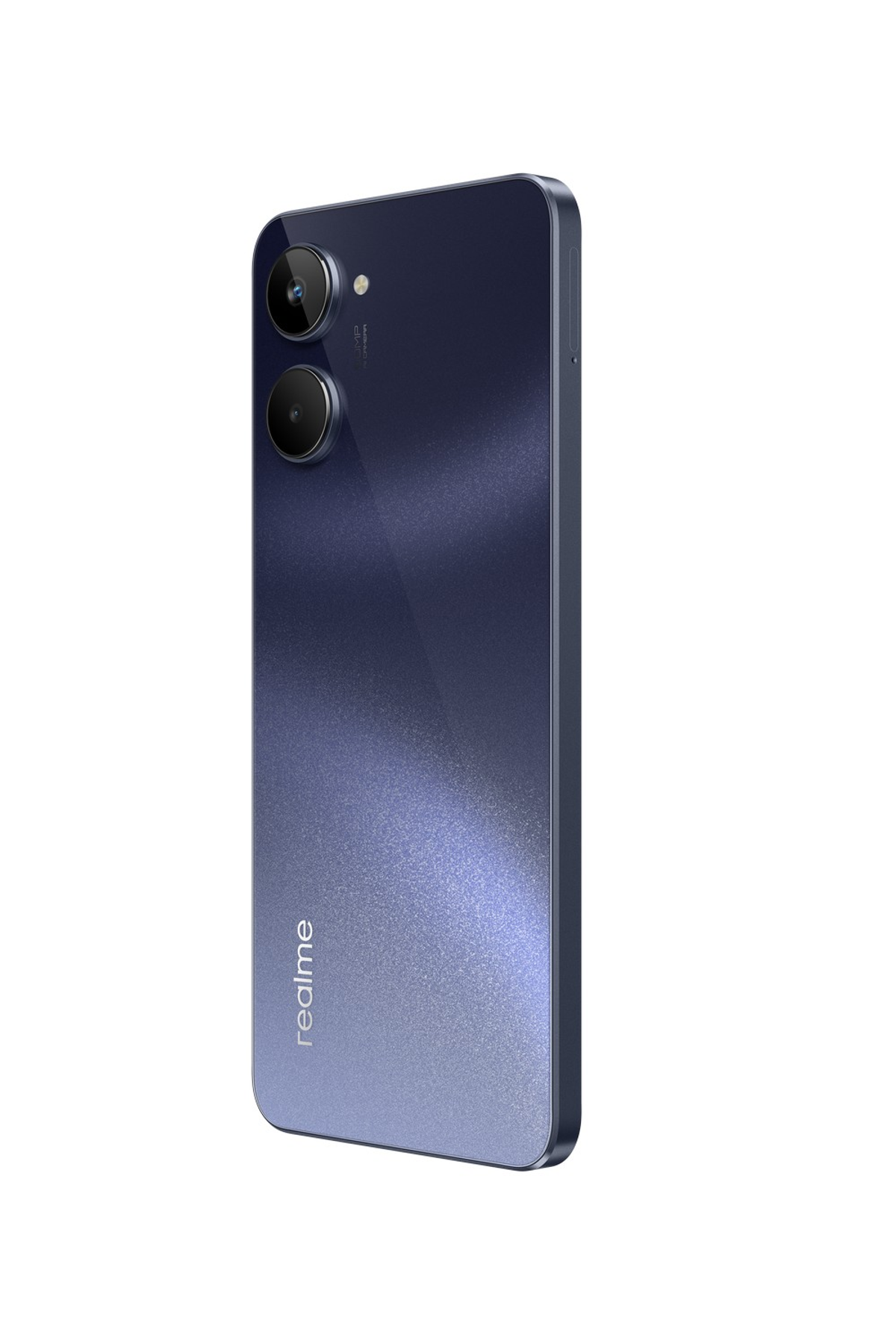 Ein dunkelblaues Smartphone mit zwei Kameras.