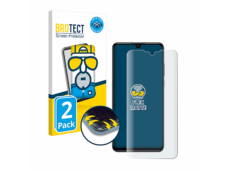 BROTECT 2x Flex matt Full-Cover lite Schutzfolie(für 3D Huawei P30 Curved New Edition)