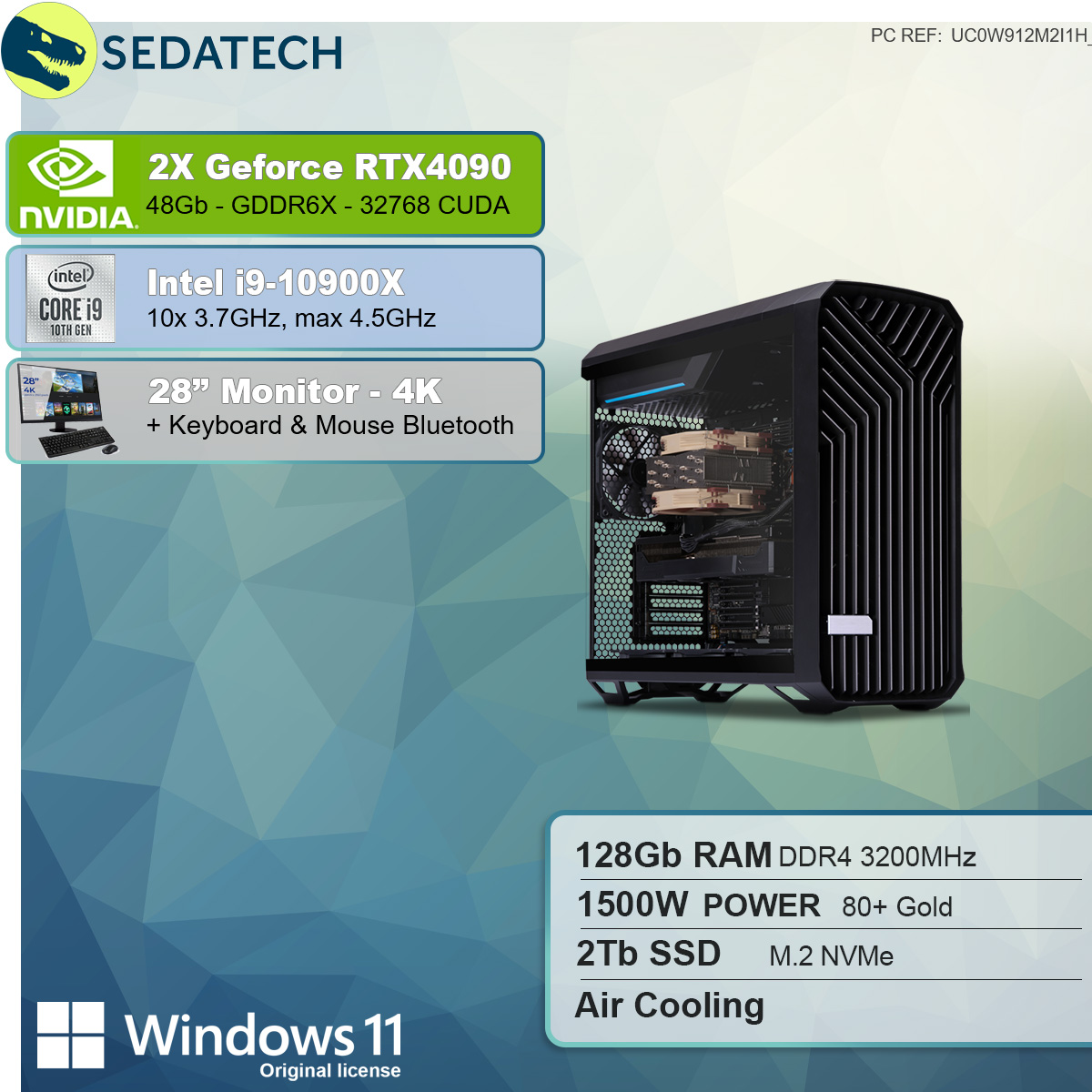 SEDATECH Intel i9-10900X, PC-desktop GB SSD, 128 48 Intel mit GB i9-10900X 2000 GB Prozessor, RAM