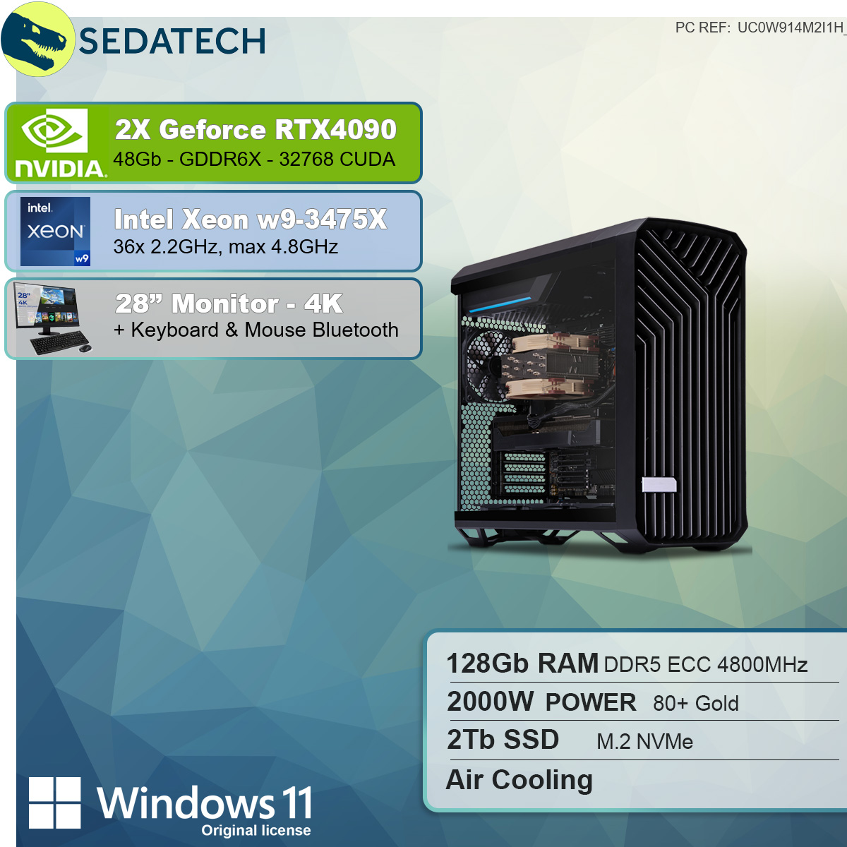 Xeon 128 mit SEDATECH RAM, Prozessor, SSD, Xeon-3475X, Intel 2000 PC-desktop Intel GB 48 w9-3475X GB GB