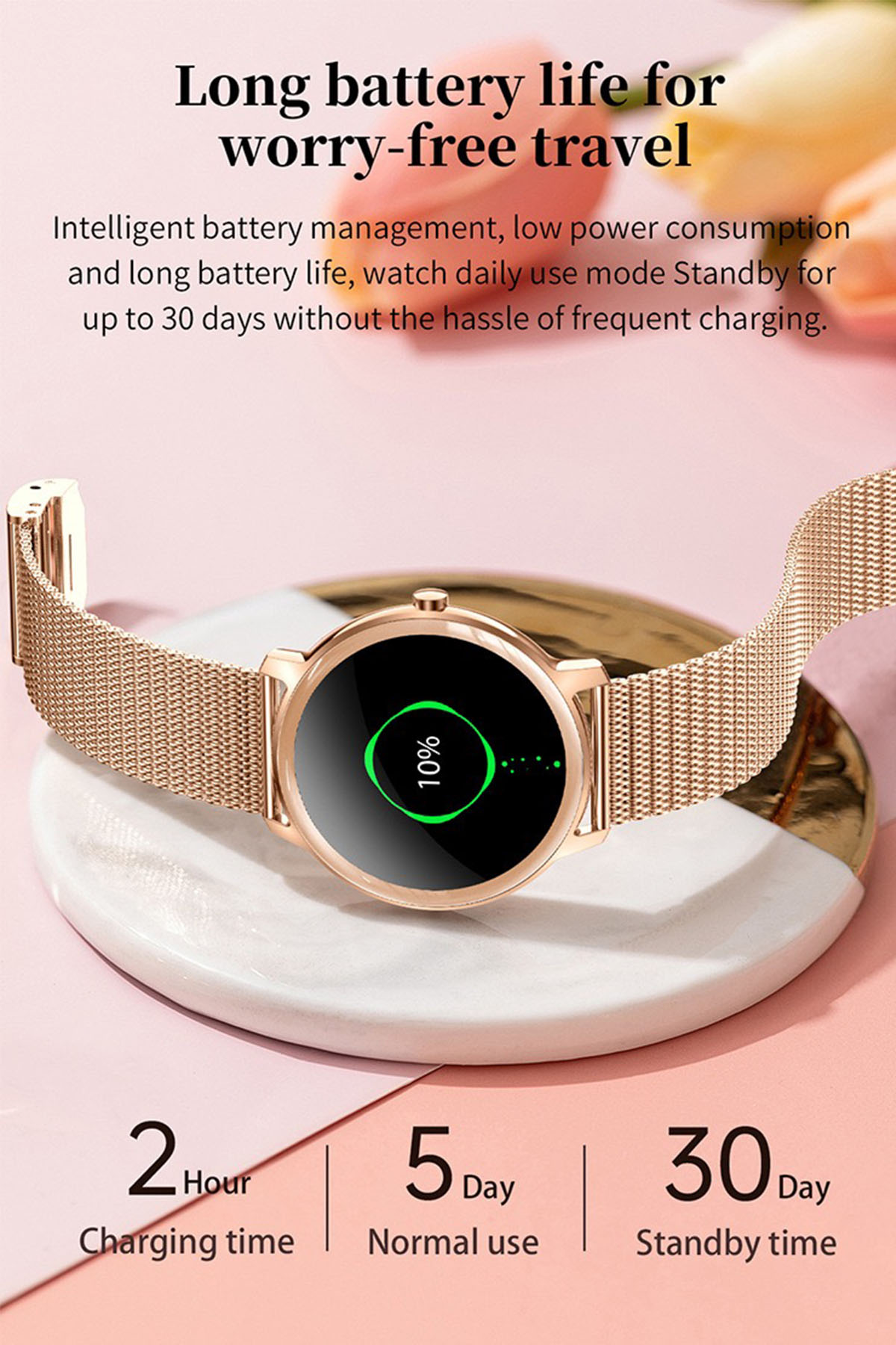 für Smartwatch und und Leder, Ultra-dünne BRIGHTAKE Gesundheit Silikon, Stilvolle Smartwatch silber Stahlband, Damen Fitness