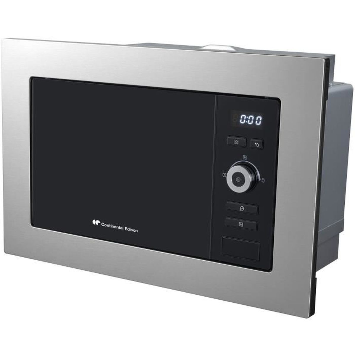 Ingebouwde magnetron met een roestvrijstalen voorpaneel.