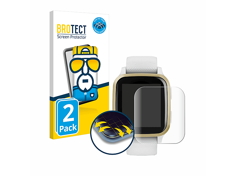 BROTECT 2x Flex Full-Cover 3D Curved Schutzfolie(für Garmin Venu Sq)