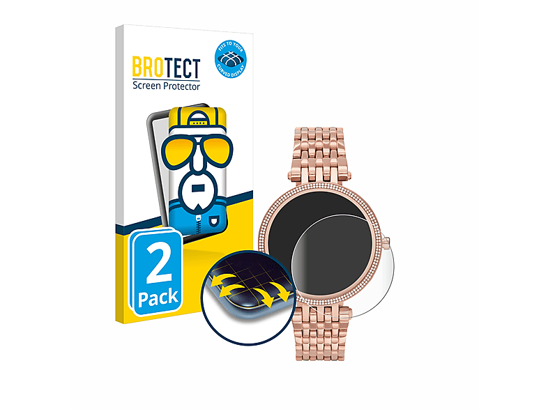 BROTECT 2x Flex Full-Cover 3D Curved Schutzfolie(für Michael Kors Access Darci Gen 5E) | Smartwatch Schutzfolien & Gläser
