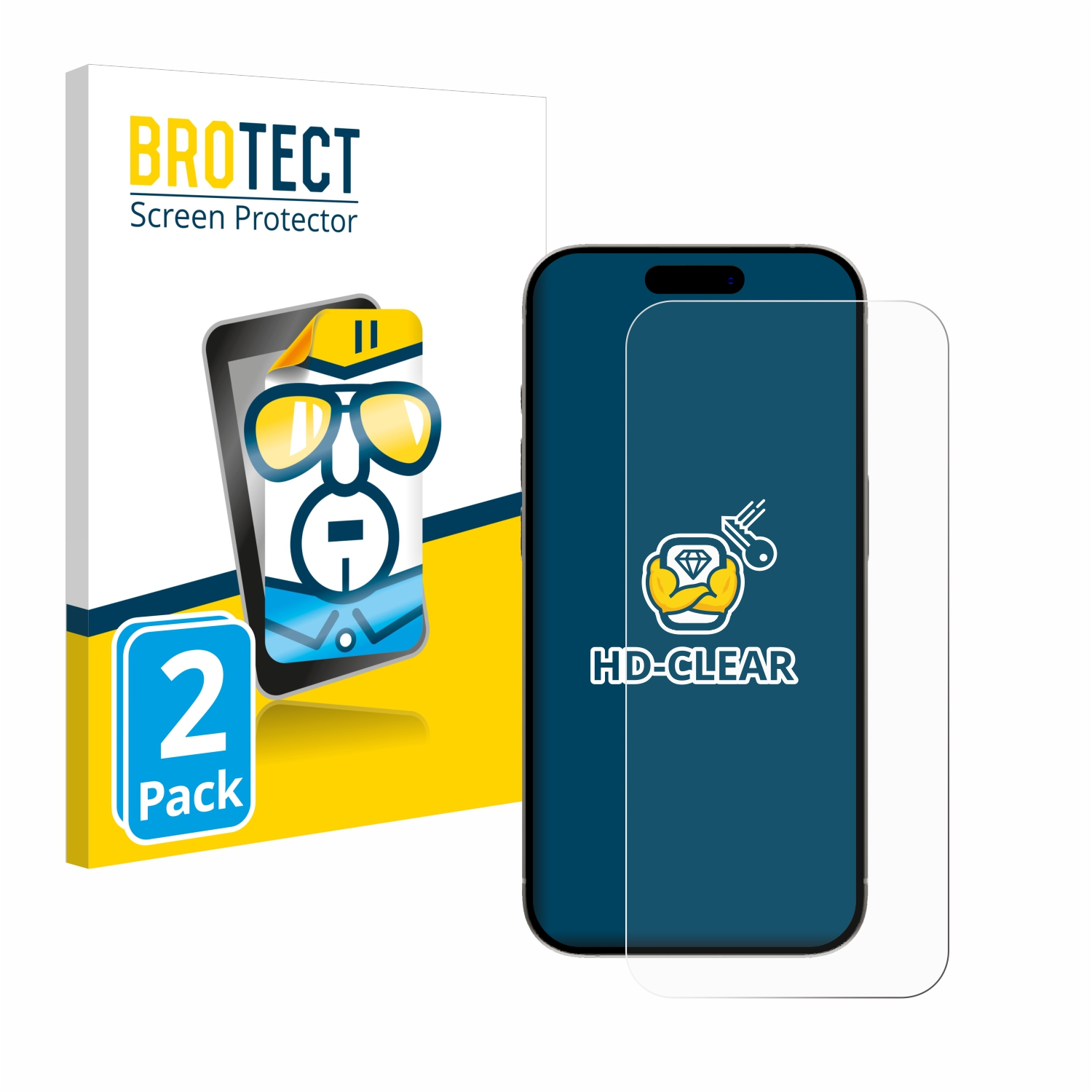 BROTECT 2x klare Schutzfolie(für Apple 15 iPhone Pro)
