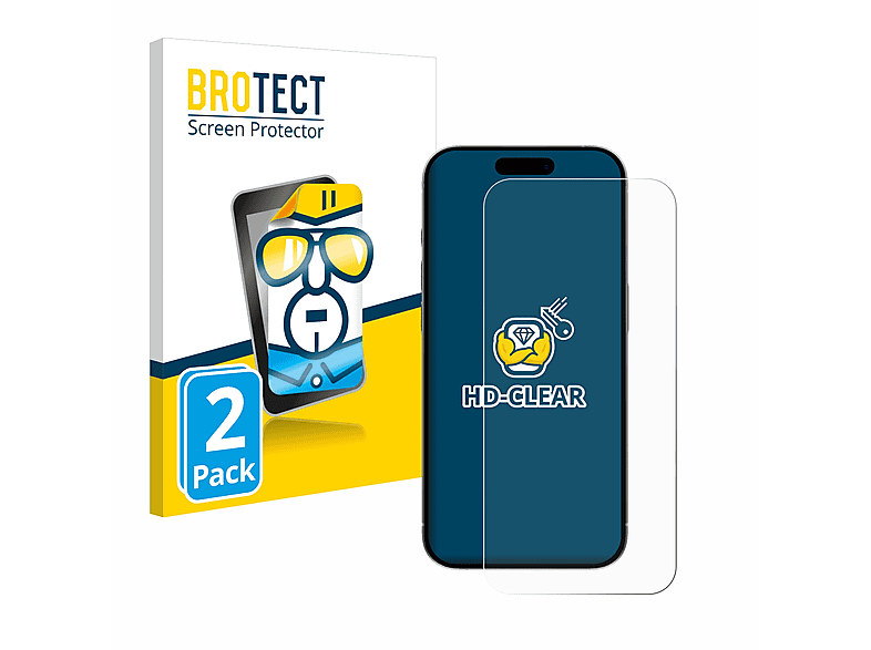 BROTECT 2x klare Schutzfolie(für Apple 15 iPhone Pro)