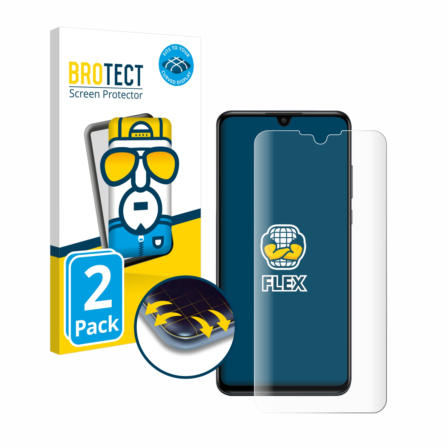 BROTECT 2x Flex lite Full-Cover 3D Edition) New Schutzfolie(für Curved Huawei P30