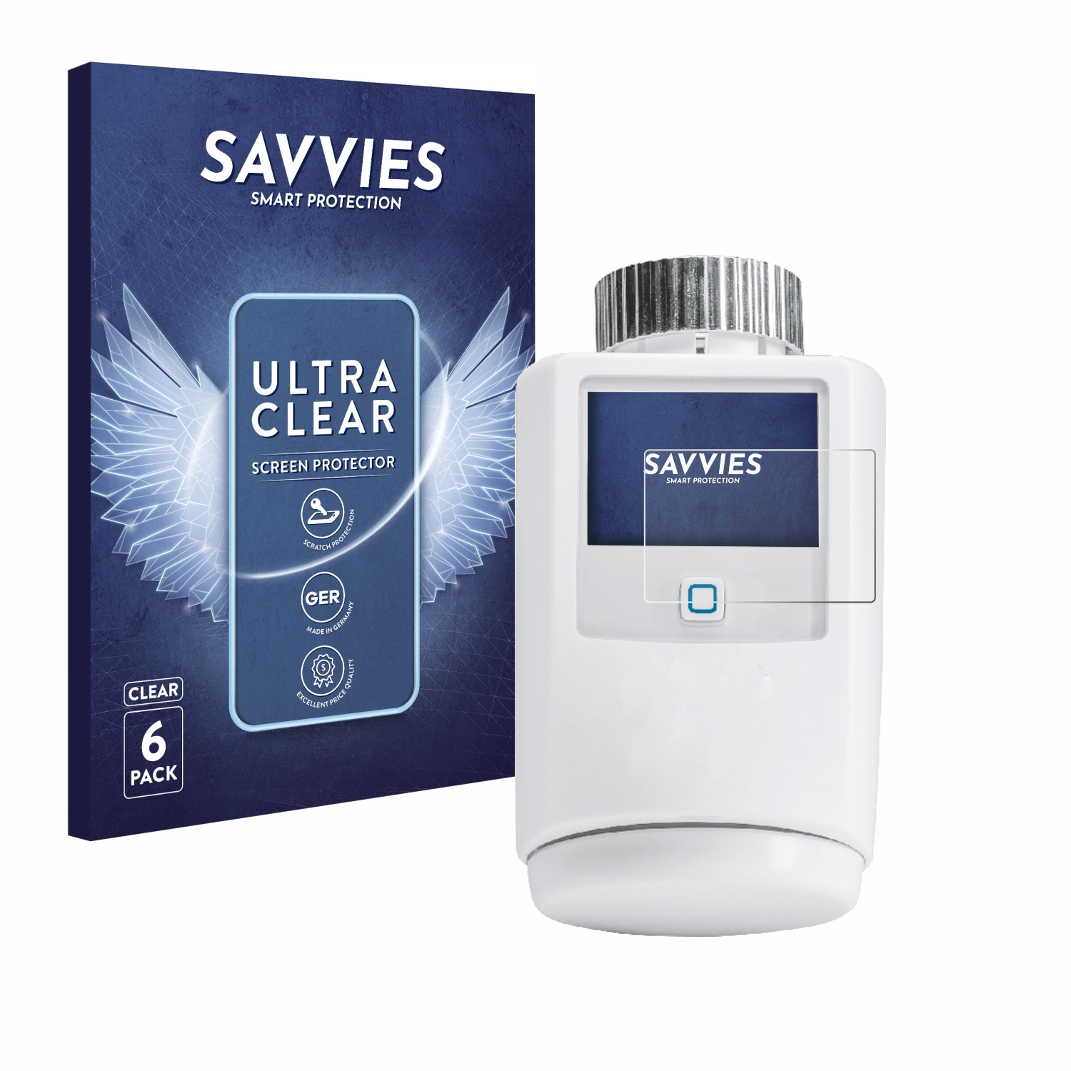 SAVVIES 6x klare Schutzfolie(für homematic IP HmIP-eTRV-2)