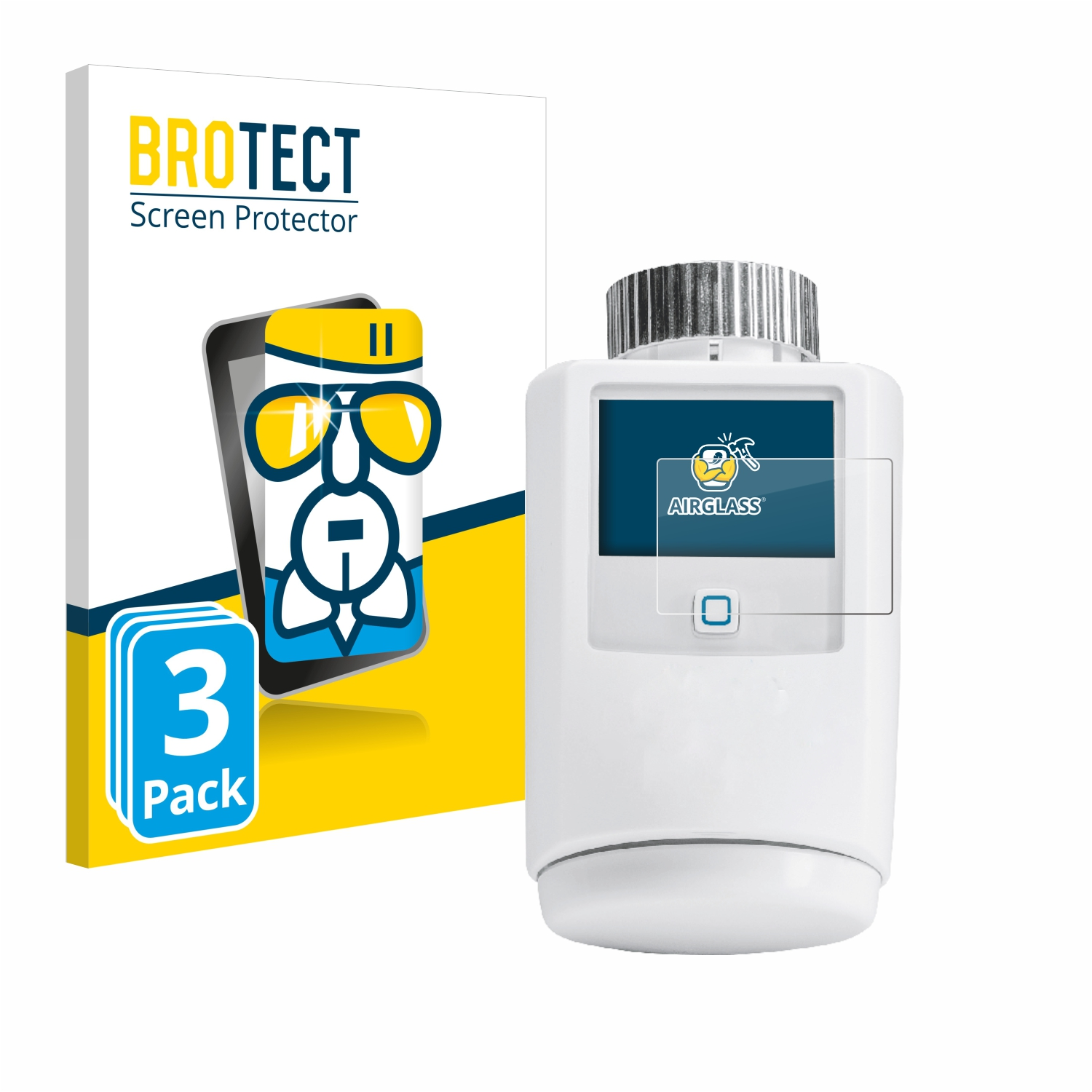 BROTECT 3x Airglass klare Schutzfolie(für IP homematic HmIP-eTRV-2)
