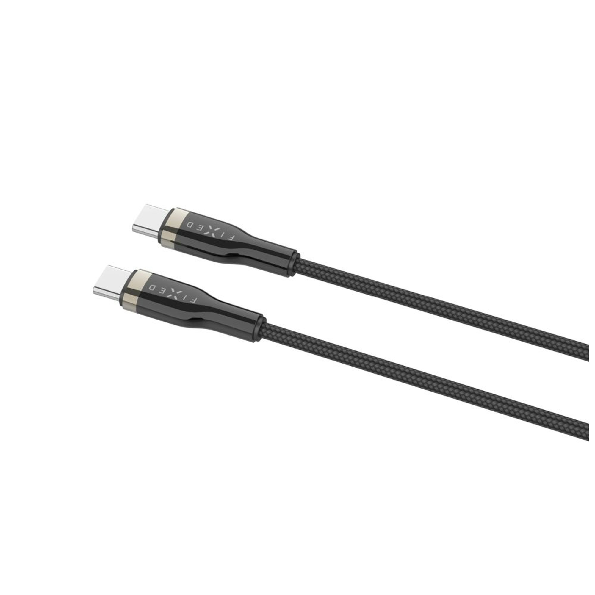 Zwei USB-C-Kabel, schwarz, mit dem Wort FIXED darauf.