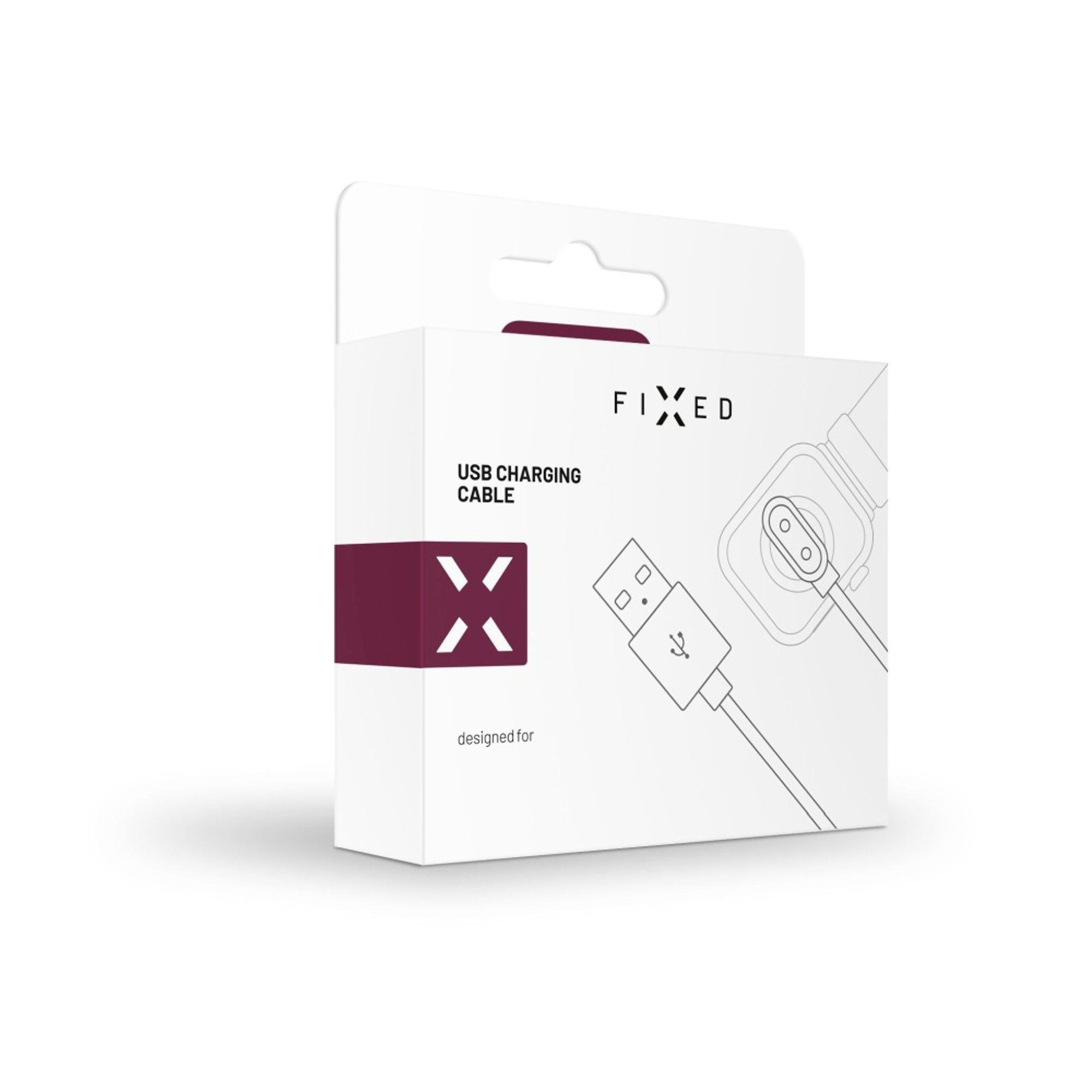 Weiße Box mit der Aufschrift 'USB Charging Cable' mit Grafiken.