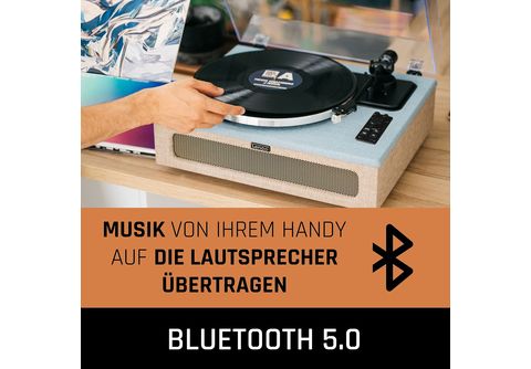 Bluetooth Plattenspieler Lautsprechern | Blau-Taupe MediaMarkt 4 LS-440BUBG - LENCO eingebaute -