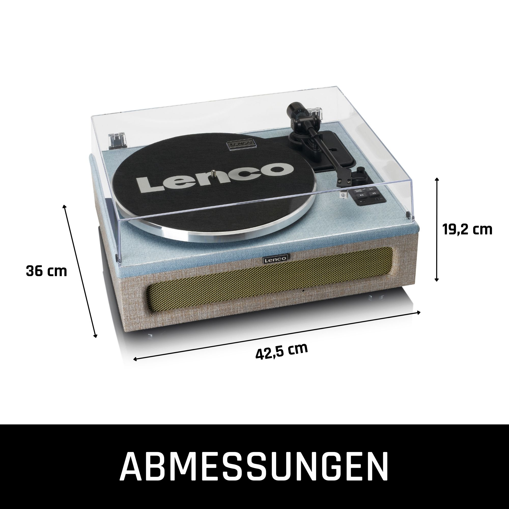 - LS-440BUBG LENCO Blau-Taupe eingebaute Plattenspieler - 4 Lautsprechern Bluetooth