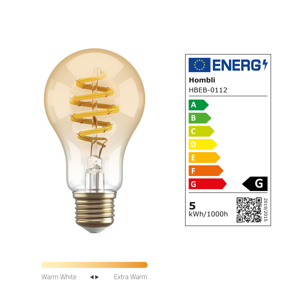 HOMBLI smarte Glühbirne Warm Filament white cool white