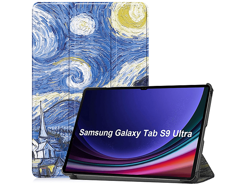 LOBWERK Hülle Schutzhülle Bookcover für Samsung Tab Galaxy S9 Ultra SM-X910 SM-916B 14.6 Zoll Kunstleder, Mehrfarbig