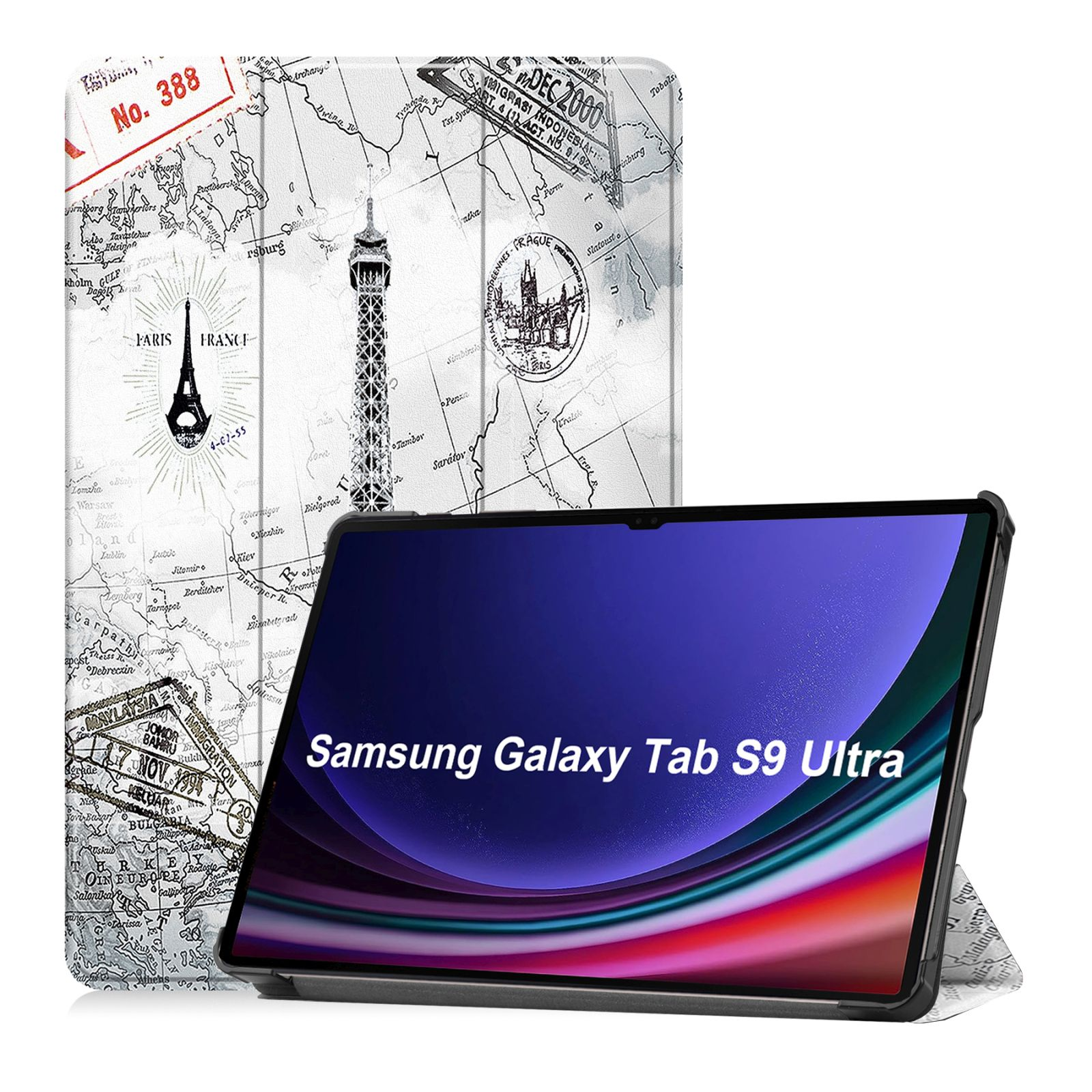 LOBWERK Hülle Schutzhülle Bookcover für Zoll SM-916B Kunstleder, Samsung Tab Galaxy 14.6 S9 Ultra SM-X910 Mehrfarbig