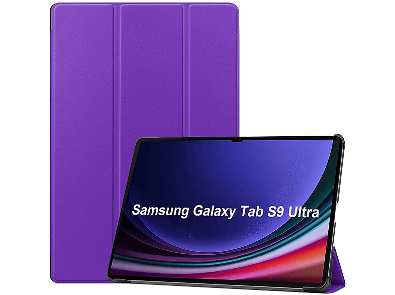 LOBWERK Hülle Schutzhülle Bookcover für Samsung Tab Galaxy S9 Ultra SM-X910 SM-916B 14.6 Zoll Kunstleder, Lila