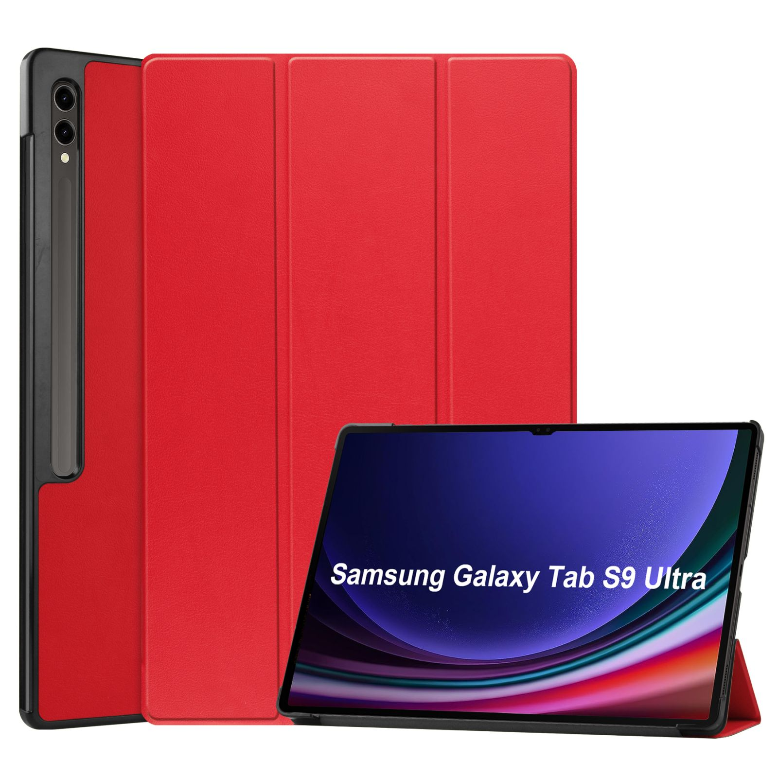 LOBWERK Hülle Schutzhülle Ultra Rot Galaxy SM-916B SM-X910 Tab für 14.6 Zoll S9 Kunstleder, Bookcover Samsung