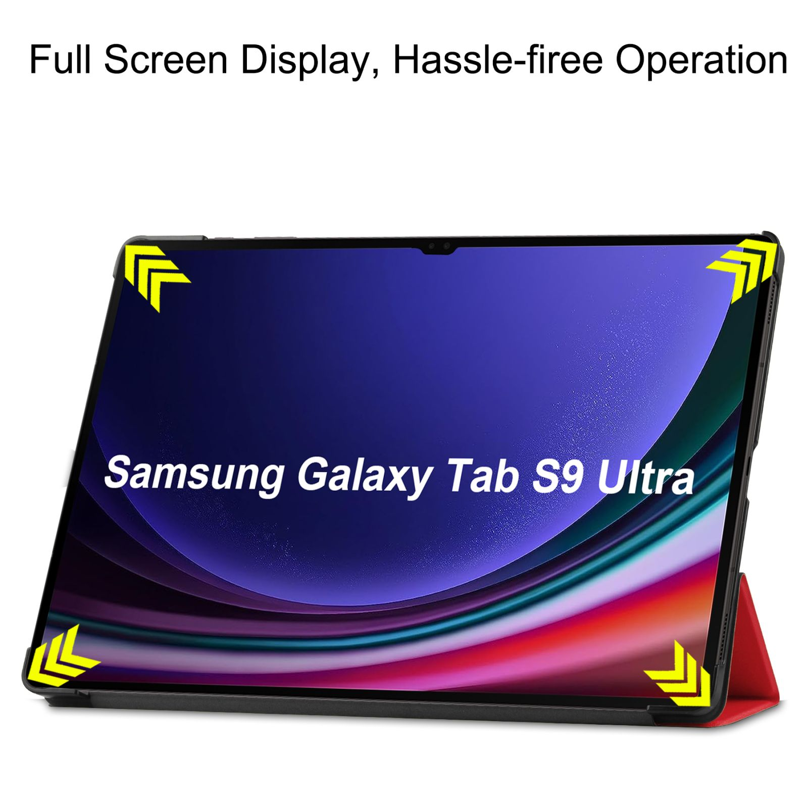 LOBWERK Hülle Schutzhülle Ultra Rot Galaxy SM-916B SM-X910 Tab für 14.6 Zoll S9 Kunstleder, Bookcover Samsung