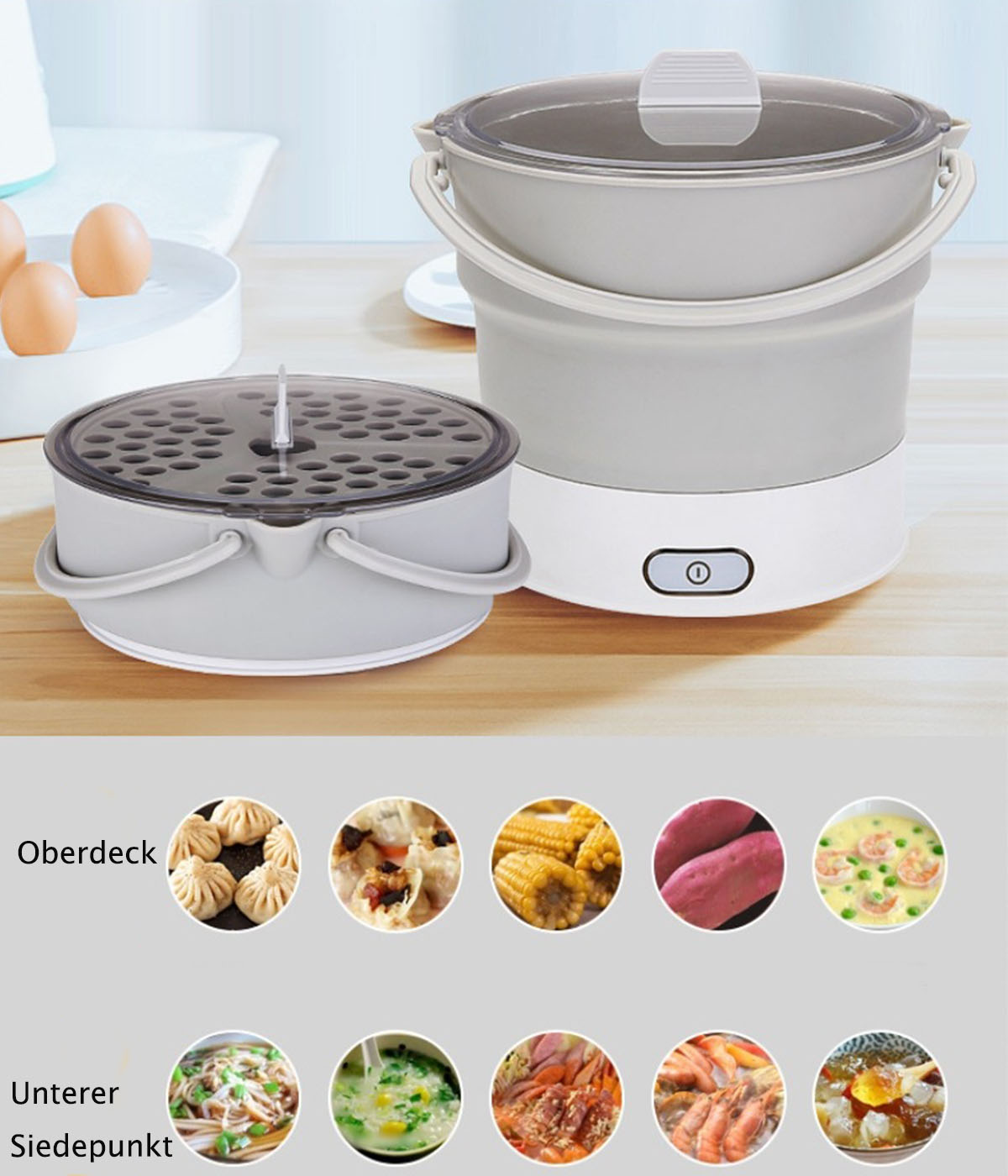 BRIGHTAKE Revolutionieren Sie Ihr Wasserkocher, Weiß Kocherlebnis: Reisekocher Faltbare Der Silikon