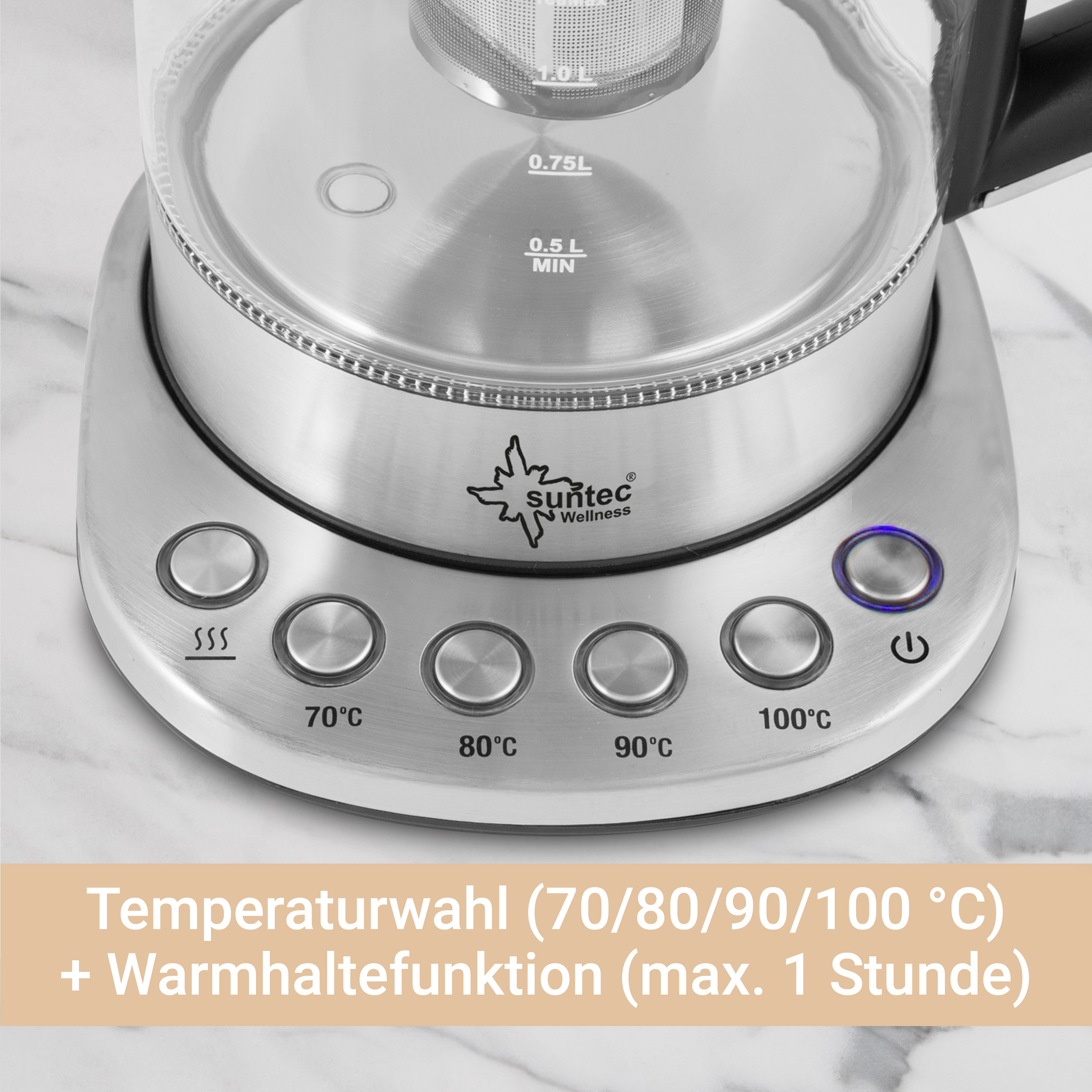 SUNTEC WAK-8496 Tea Wasserkocher, Glas / Transparent