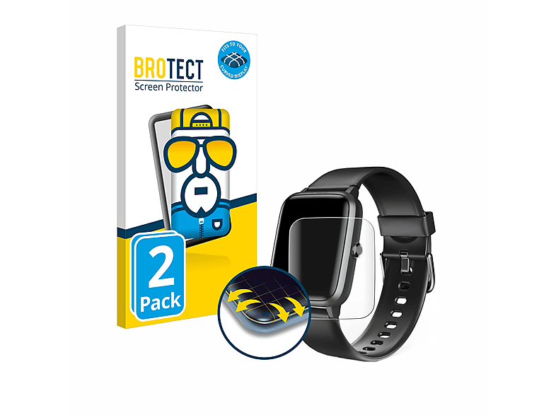 BROTECT 2x Flex Fullscreen 3D Curved Schutzfolie (für Hama Fit Watch 5910)