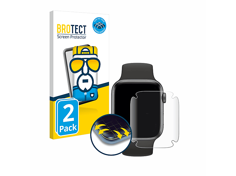 BROTECT 2x Curved Watch 3D Apple (40 Flex Schutzfolie(für SE Full-Cover mm))