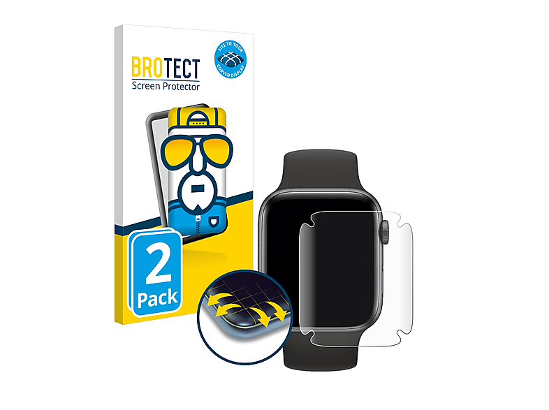 Schutzfolie(für Apple BROTECT mm)) SE Flex 3D Watch 2x Curved Full-Cover (44