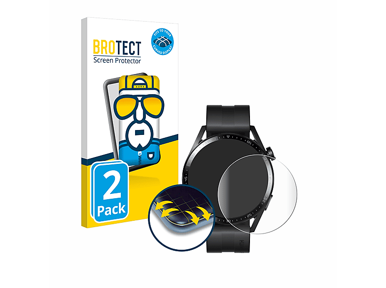 BROTECT 2x Flex Watch (46 3 Huawei Curved 3D Schutzfolie(für mm)) Full-Cover GT
