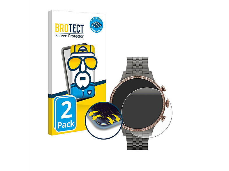 BROTECT 2x Flex Fullscreen 3D Curved Schutzfolie (für Fossil Gen 6 (42mm))