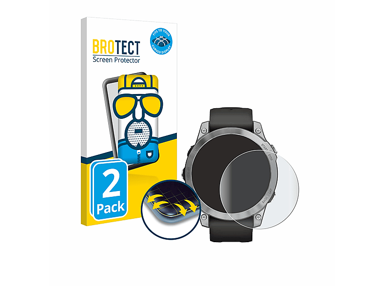 BROTECT 2x Flex matt Full-Cover 3D Curved Schutzfolie(für Garmin Fenix 7 (47 mm))