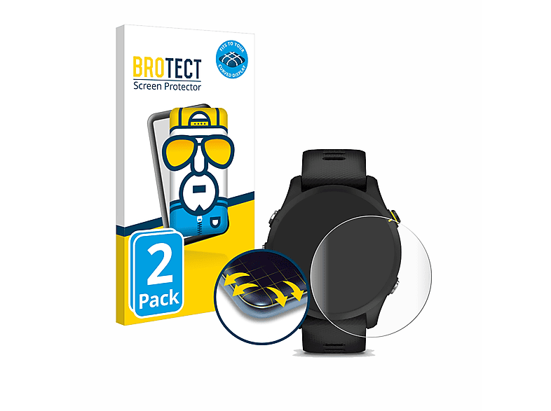 BROTECT 2x Flex Fullscreen 3D Curved Schutzfolie (für Garmin Forerunner 255)