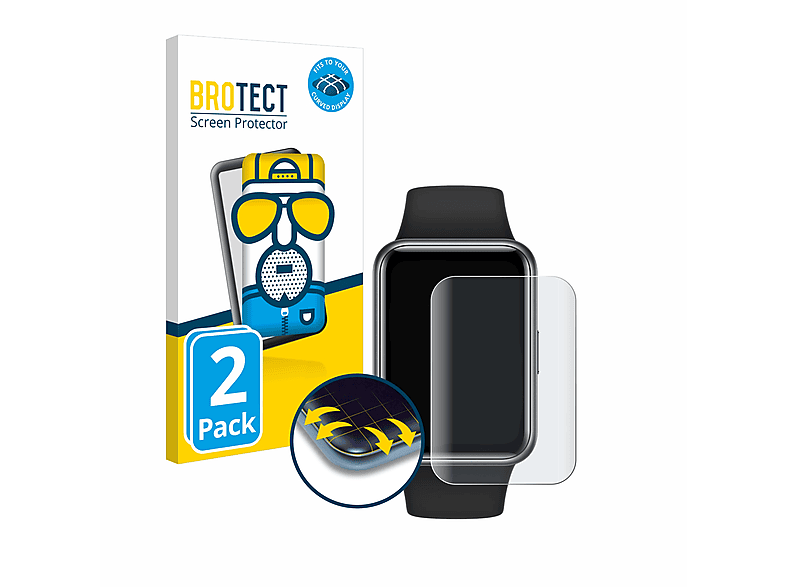 BROTECT 2x Flex matt Fullscreen 3D Curved Schutzfolie (für Huawei Watch Fit 2)