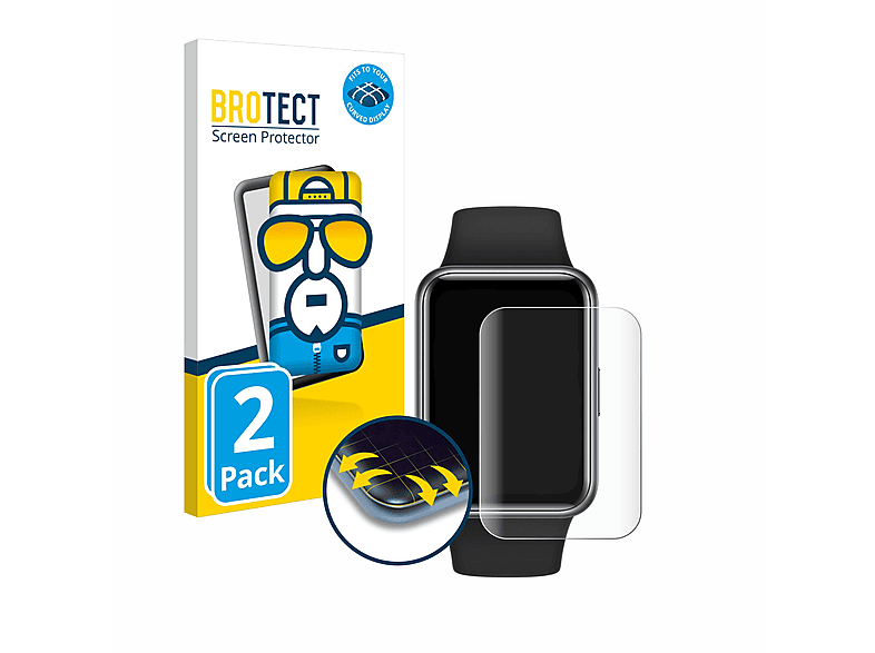 BROTECT 2x Flex Fullscreen 3D Curved Schutzfolie (für Huawei Watch Fit 2)