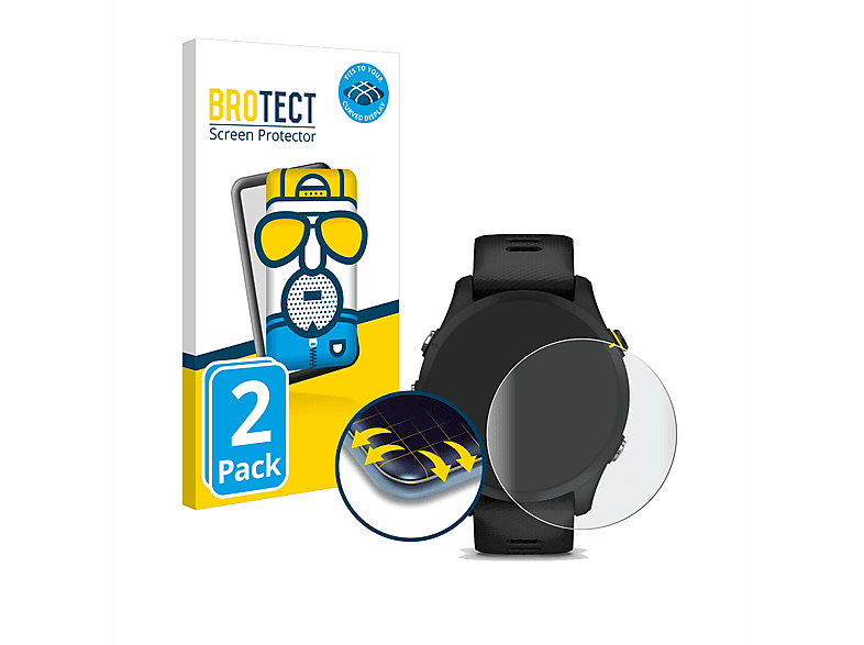 BROTECT 2x Flex matt Full-Cover 3D Curved Schutzfolie(für Garmin Forerunner 255) | Smartwatch Schutzfolien & Gläser
