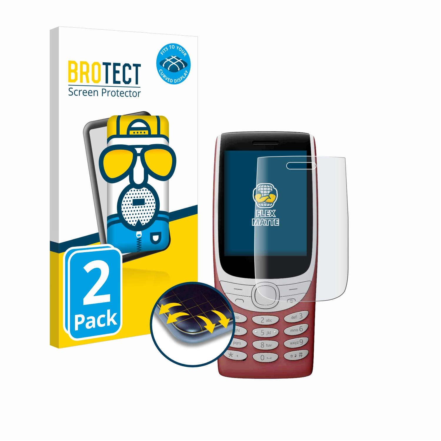 BROTECT 2x Flex Full-Cover 3D Schutzfolie(für Curved Nokia matt 4G) 8210