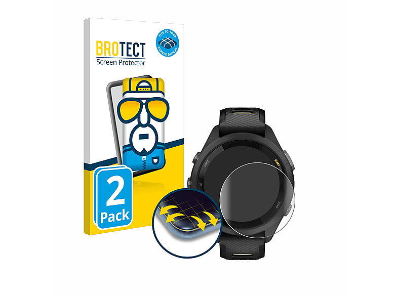 BROTECT 2x Flex Full-Cover 3D Curved Schutzfolie(für Garmin Forerunner 265S (42 mm)) | Smartwatch Schutzfolien & Gläser