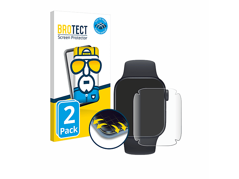 BROTECT 2x Flex Fullscreen 3D Curved Schutzfolie (für Apple Watch Series 8 (41 mm))